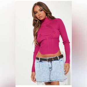 Almost Famous Magenta Ribbed Sweater